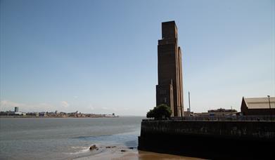 Art deco Ventilation Tower in Birkenhead on the edge of the River Mersey